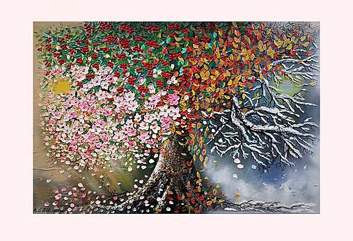 Obrazy - Strom- štyri ročné obdobia 150x100 - 18081903_