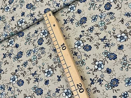 100% BAVLNA STOF / MODRE KVETINKY