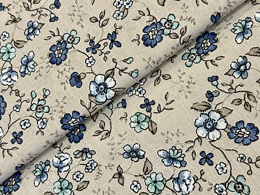 100% BAVLNA STOF / MODRE KVETINKY