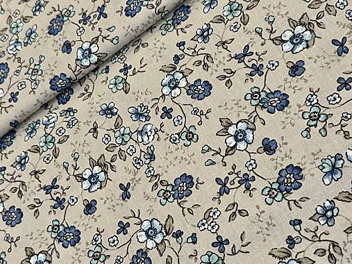 100% BAVLNA STOF / MODRE KVETINKY