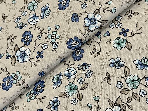 100% BAVLNA STOF / MODRE KVETINKY