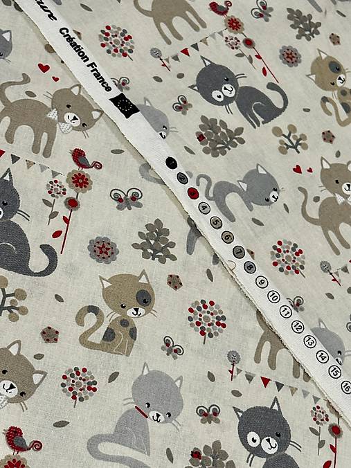 100% BAVLNA STOF/ MAČIČKY