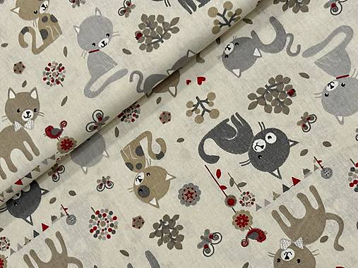 100% BAVLNA STOF/ MAČIČKY