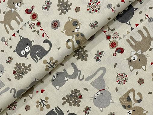 100% BAVLNA STOF/ MAČIČKY