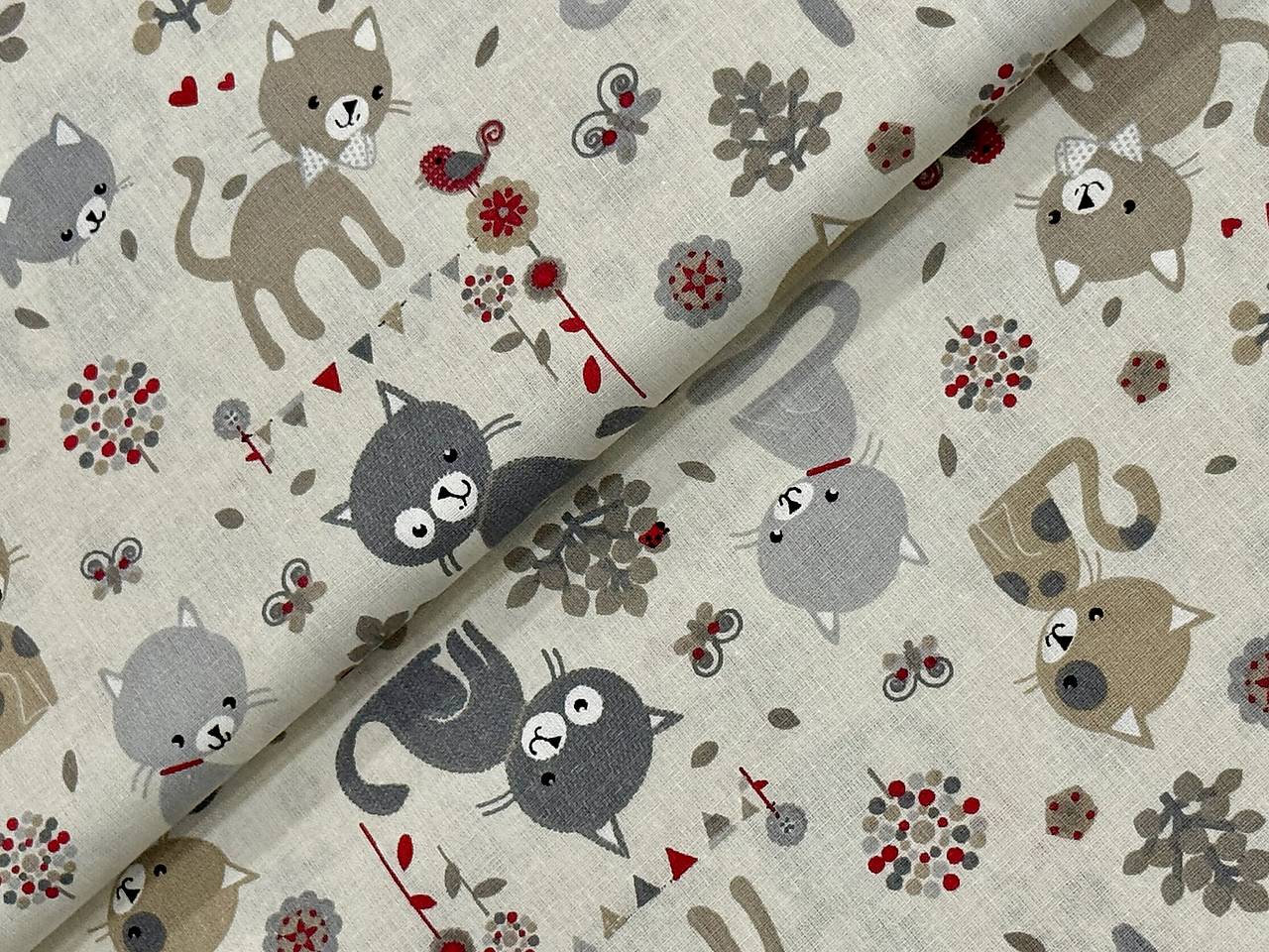 100% BAVLNA STOF/ MAČIČKY