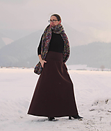 Sukne - Čokoládovo-hnedá sukňa z počesanej teplákoviny - 18079835_