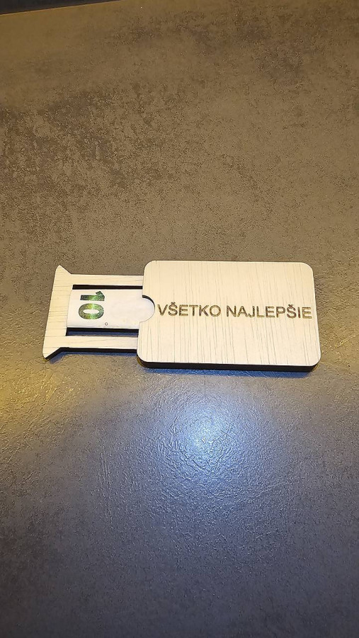 Drevená obálka, krabička na peniaze