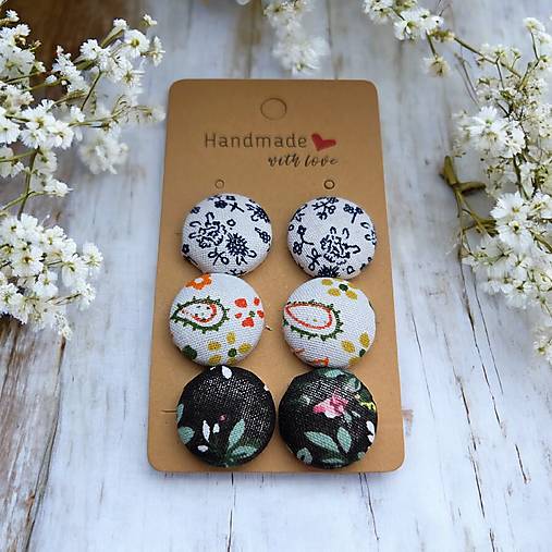 Materiál ručne robený - Sada textilných gombíkov - 6 ks - 18081242_