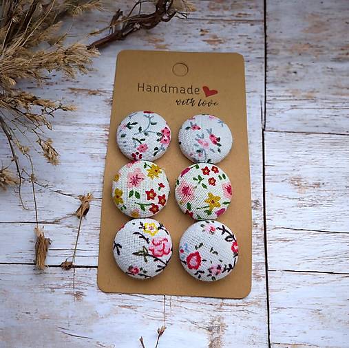 Materiál ručne robený - Sada textilných gombíkov - 6 ks - 18081259_