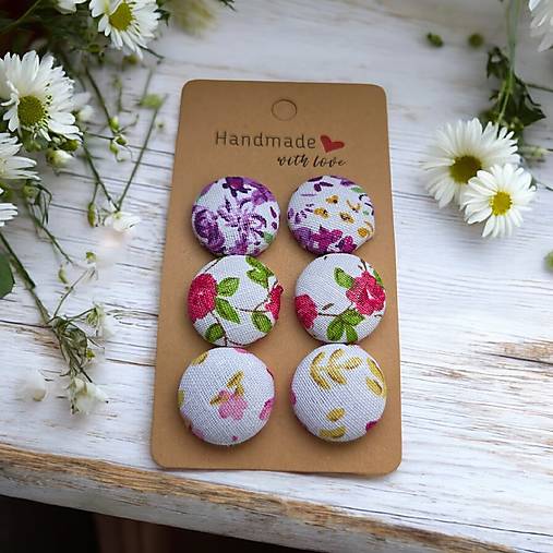 Materiál ručne robený - Sada textilných gombíkov - 6 ks - 18081271_