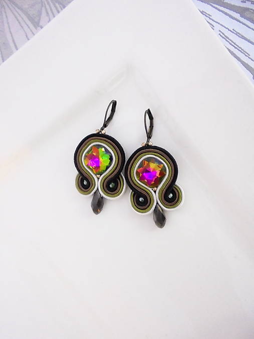 Náušnice - soutache náušnice - 18083424_