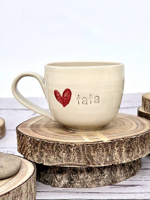 Srdce - cappuccino šálka TATA (200ml, s uškom)