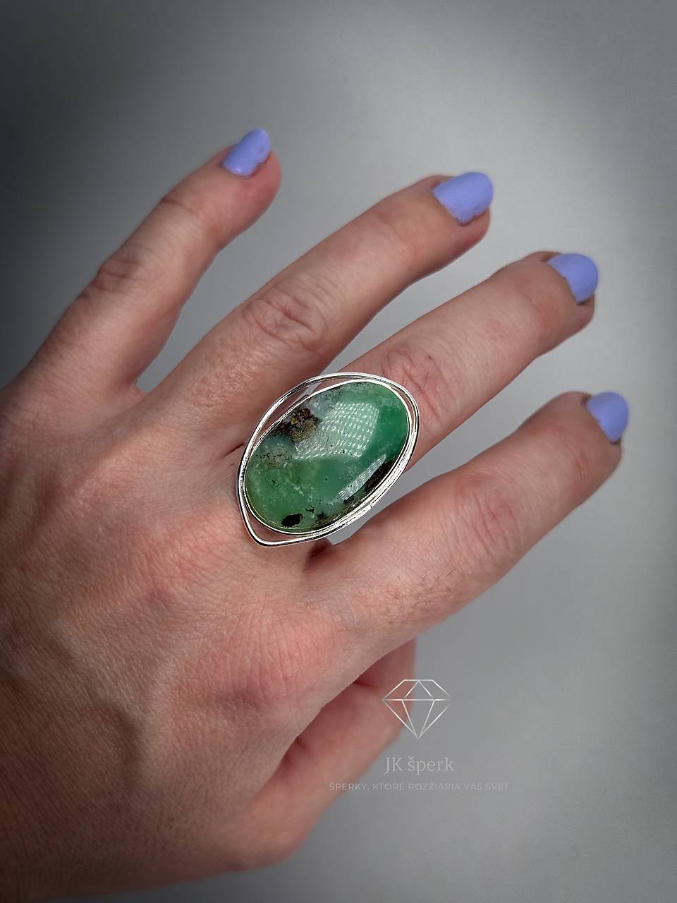 Strieborný 925/1000 prsteň s chryzoprasom