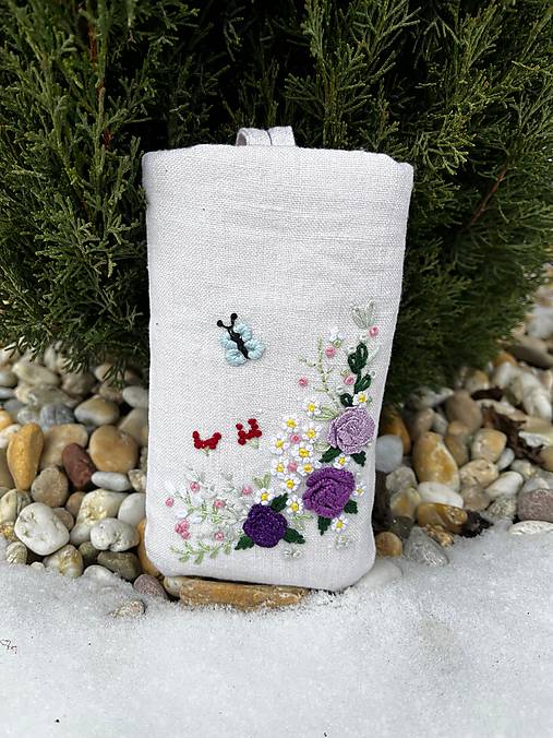 Taštičky - Vyšívané púzdro na okuliare -kvety - 18083927_