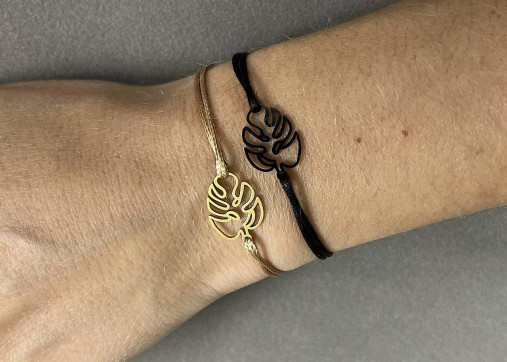 Šnúrkový náramok “Monstera” z chirurgickej ocele