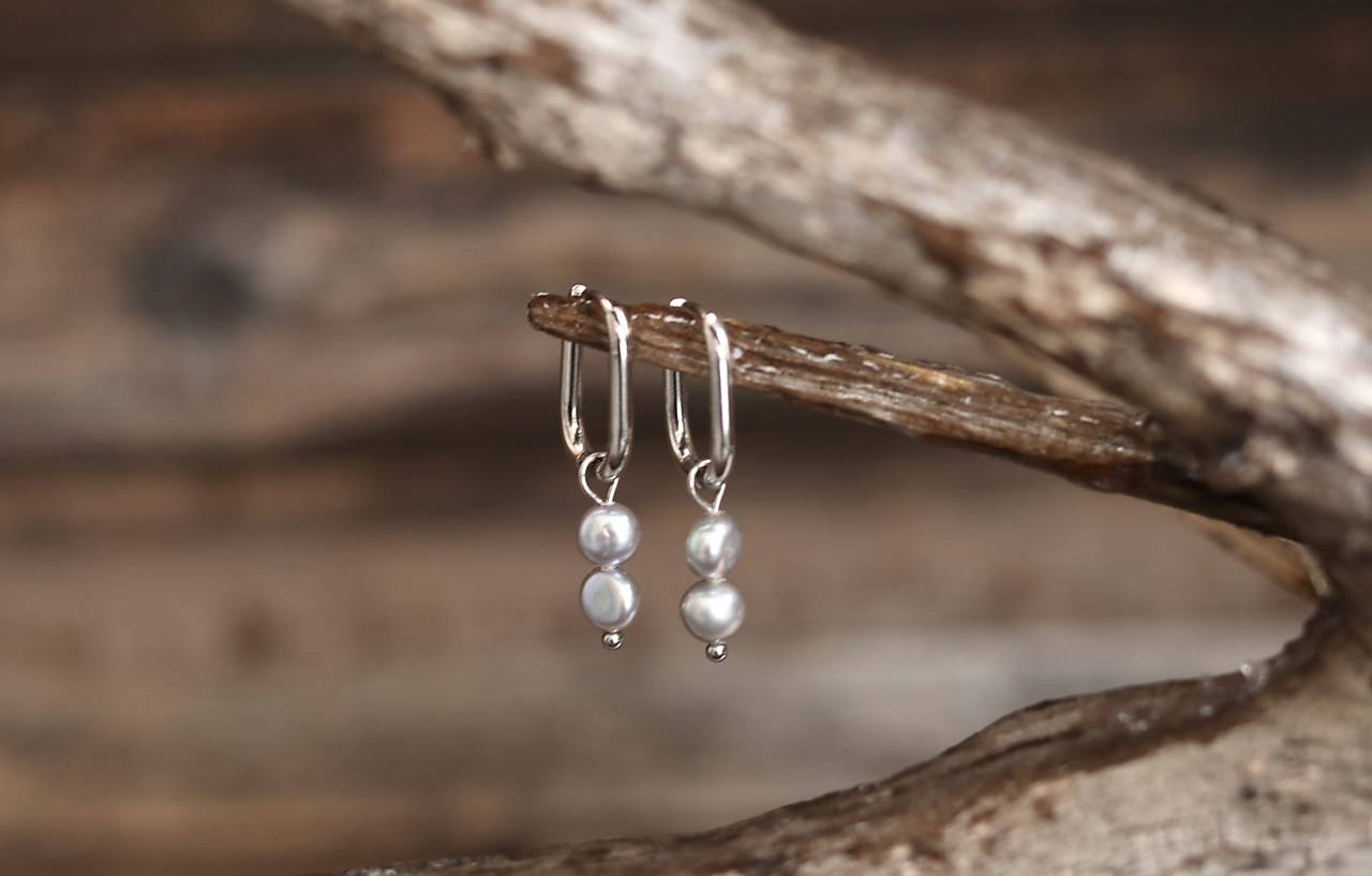 Perlové náušnice grey