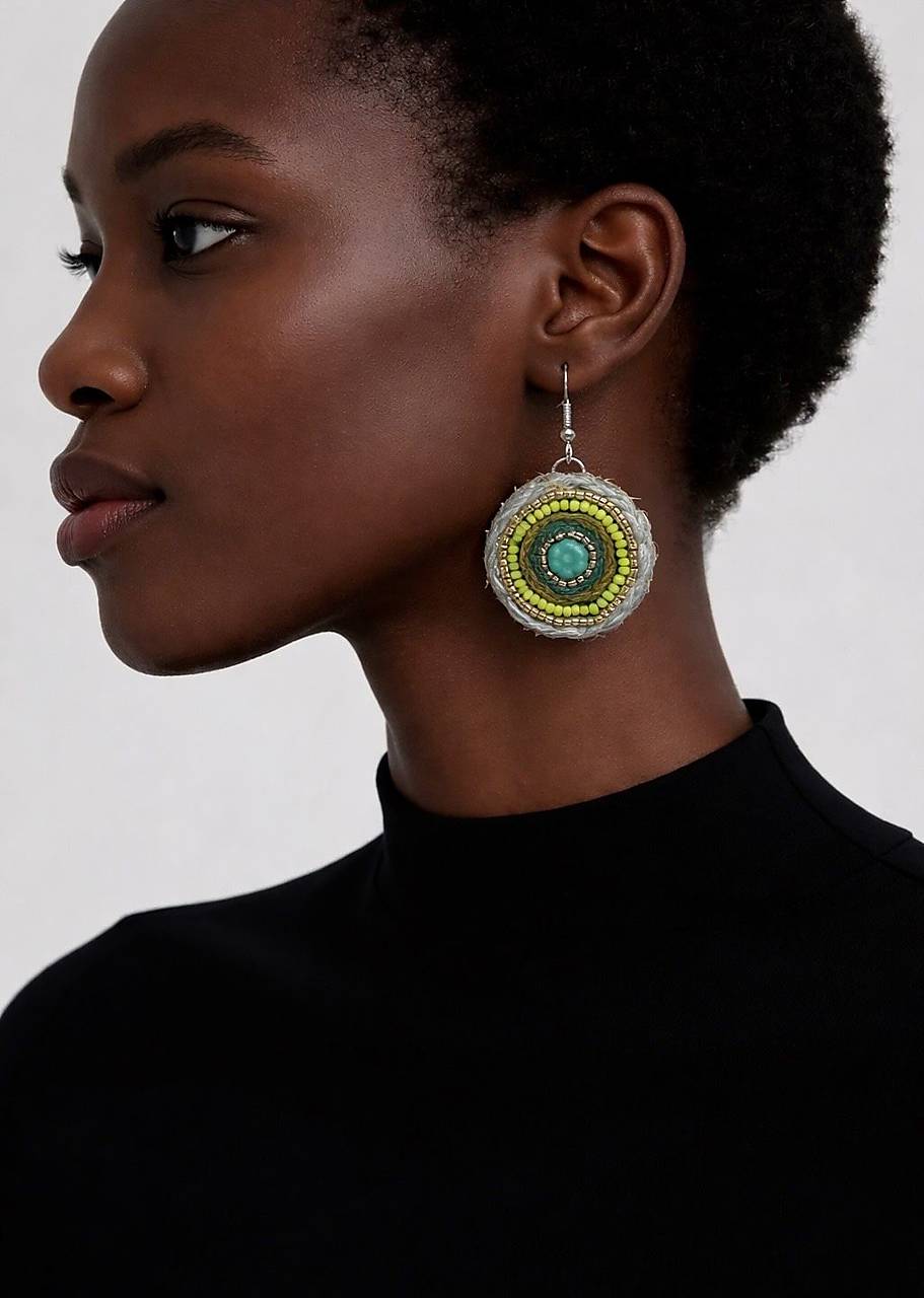 Náušnice vyšívané  kulaté korálkové