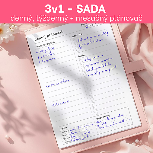 Papiernictvo - Výhodná sada plánovačov PDF A4 – denný, týždenný a mesačný plánovač (3v1) - 18082322_