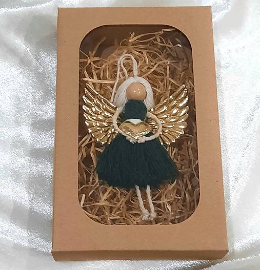 Macramé anjelik  (zelená/zlatá)