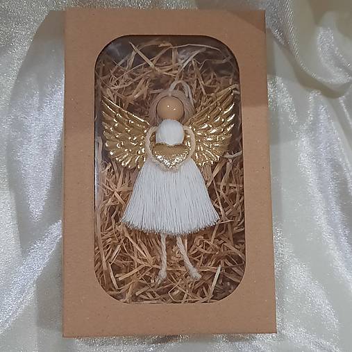 Macramé anjelik  (biela/zlatá)