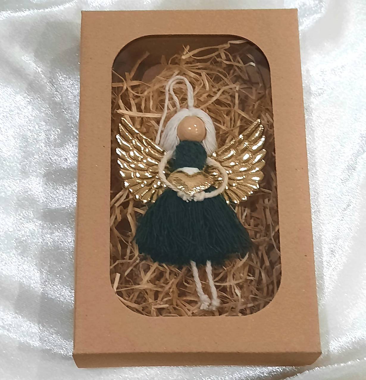 Macramé anjelik  (zelená/zlatá)