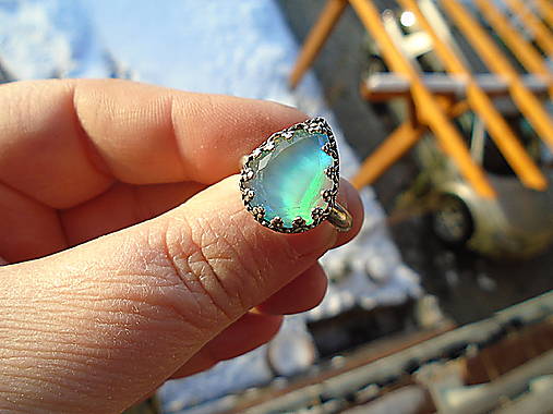 Strieborny prsteň Ag925  Aurora opál