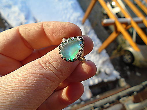 Strieborny prsteň Ag925  Aurora opál