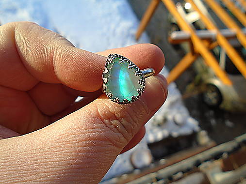 Strieborny prsteň Ag925  Aurora opál