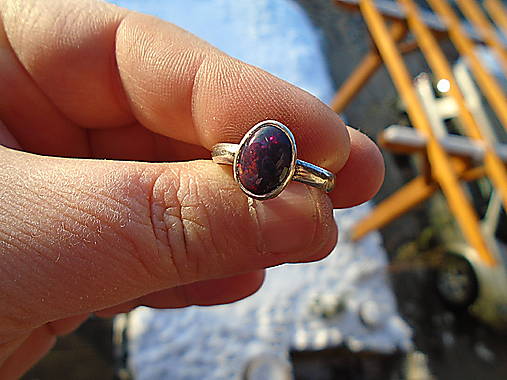 Strieborny prsteň Ag 925 Čierný Etiopsky Opál