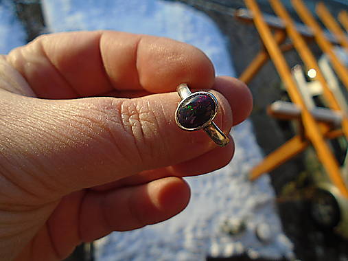 Strieborny prsteň Ag 925 Čierný Etiopsky Opál