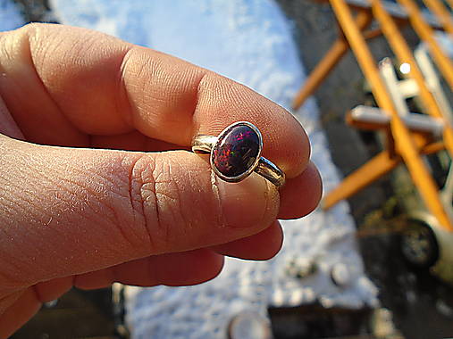 Strieborny prsteň Ag 925 Čierný Etiopsky Opál