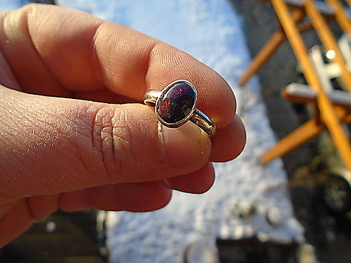 Strieborny prsteň Ag 925 Čierný Etiopsky Opál