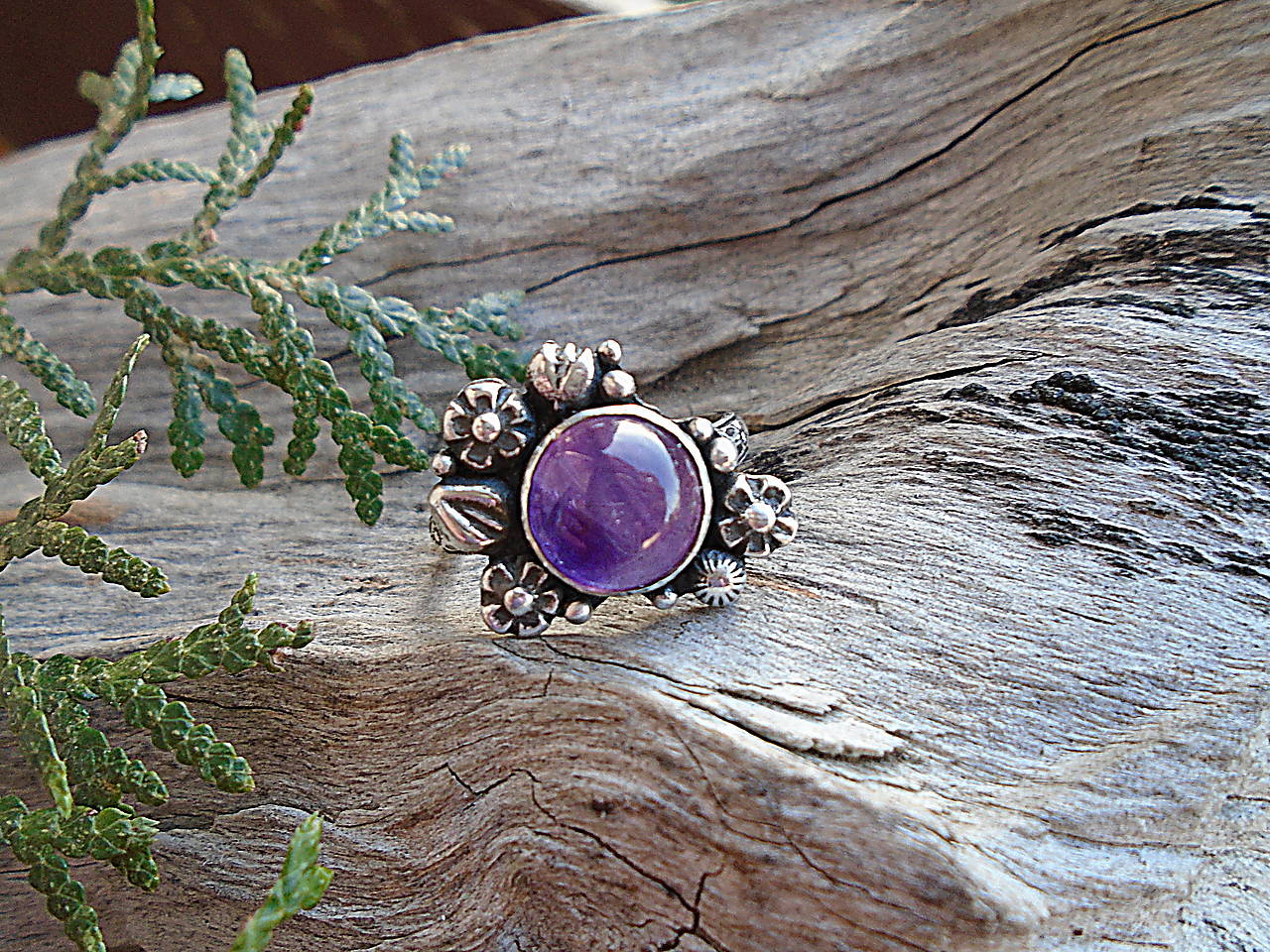 Strieborny prsteň Ag925 Ametyst- kvety