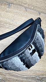 Kabelky - Ľadvinka NELA čierno-sivá s kožušinou - 18084326_