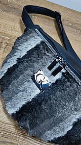 Kabelky - Ľadvinka NELA čierno-sivá s kožušinou - 18084327_