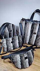 Kabelky - Ľadvinka NELA čierno-sivá s kožušinou - 18084330_