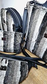 Kabelky - Ľadvinka NELA čierno-sivá s kožušinou - 18084333_