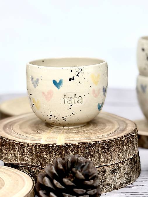 Farebné Srdiečka - pohárik cappuccino tata (200ml, bez uška)