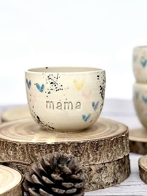 Farebné Srdiečka - pohárik cappuccino mama (200ml, bez uška)