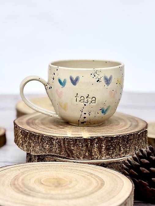 Farebné Srdiečka - šálka cappuccino tata (200ml, s uškom)