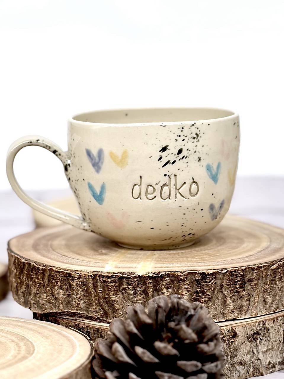 Farebné Srdiečka - šálka cappuccino dedko (200ml, s uškom)