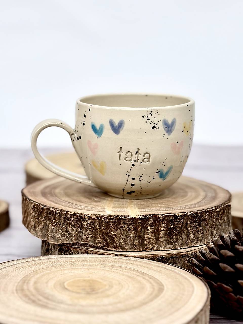 Farebné Srdiečka - šálka cappuccino tata (200ml, s uškom)