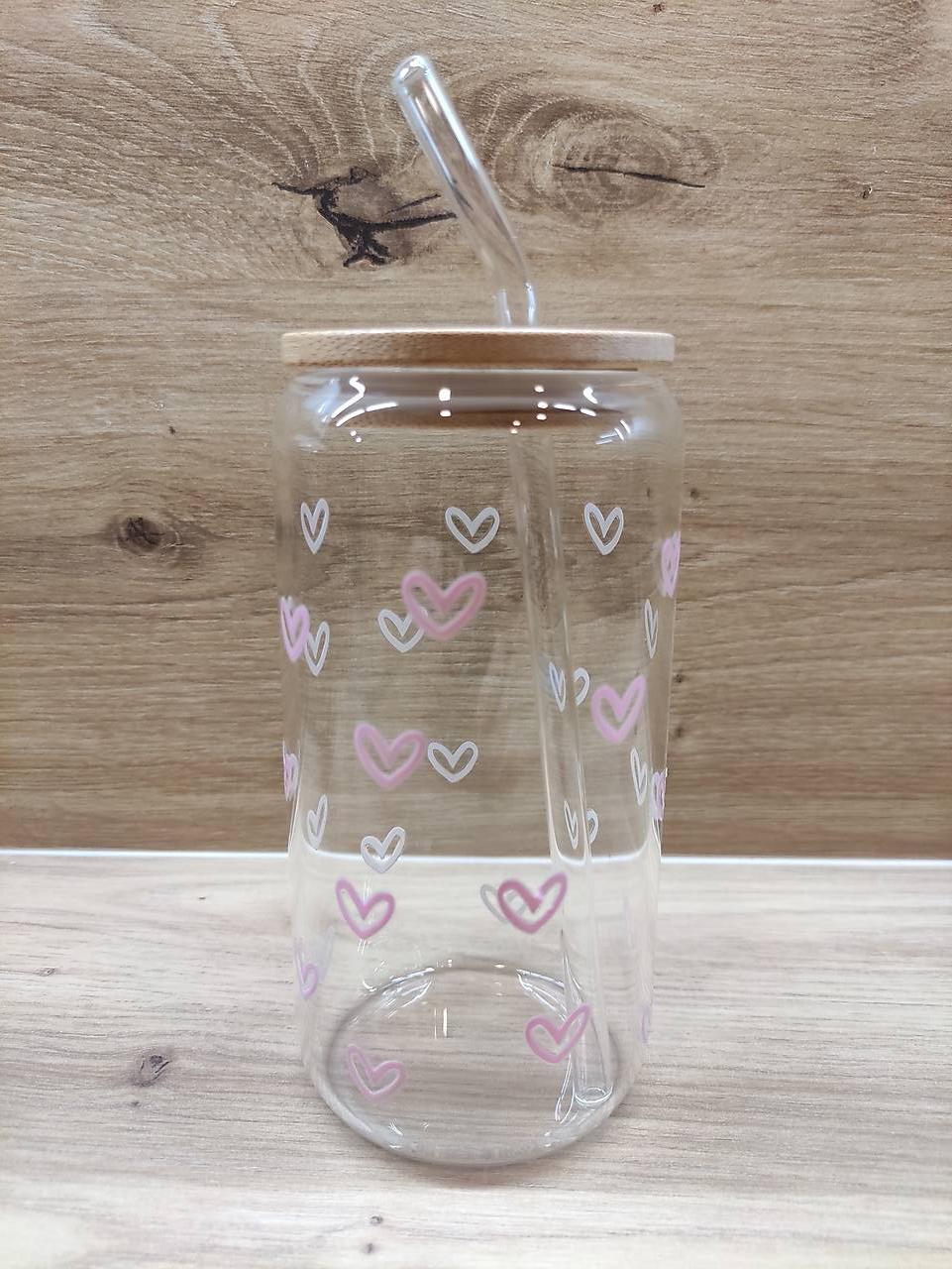 Personalizovaný sklenený pohár s bambusovým viečkom