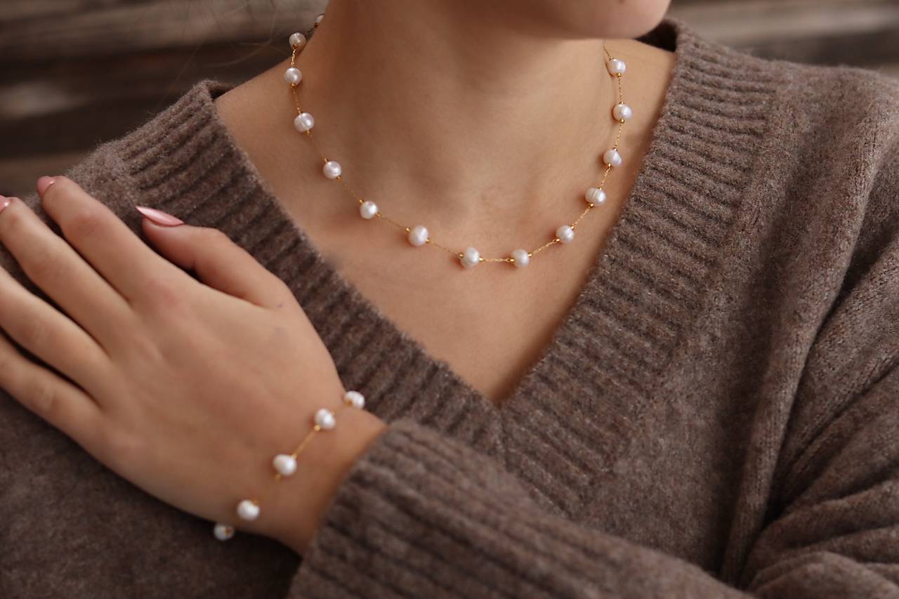 Perlová súprava náhrdelník a náramok