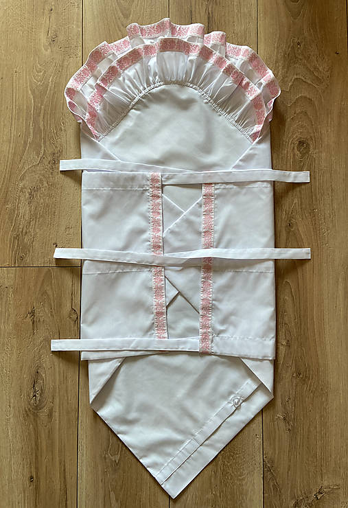 Detský textil - Zavinovačka s ružovým ľudovým motívom - VF2 (Obliečka 80x80 + výplň z umelého vlákna 200g) - 18085779_