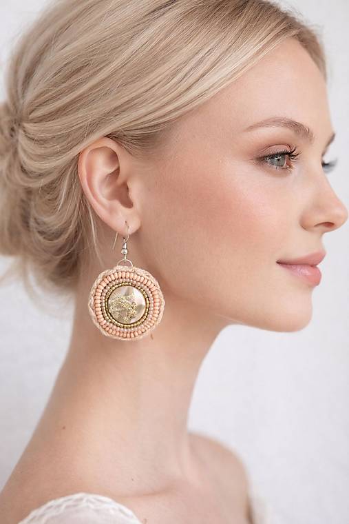 Náušnice vyšívané  kulaté korálkové