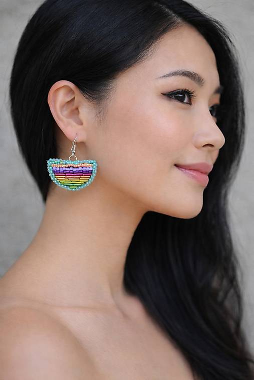 Náušnice vyšívané korálkové