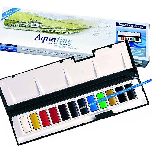 - 50% sada akvarelových farieb, 12 ks+štetec, Aquafine, D&R, pôvod.cena 31€