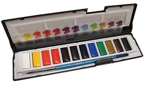 - 50% sada akvarelových farieb, 12 ks+štetec, Aquafine, D&R, pôvod.cena 31€