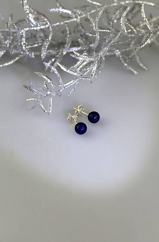 Náušnice - lapis náušnice zo striebra - napichovacie - 18087943_